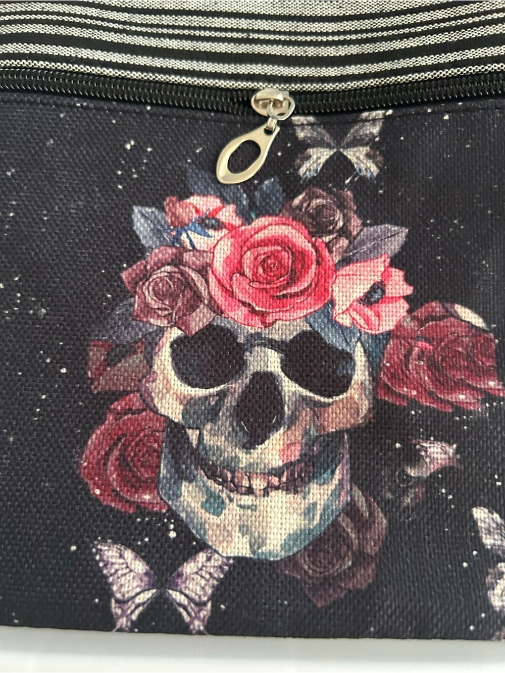 Floral Sugar Skull Butterfly Crossbody Bag Tribal Goth Purse - Picture 2 of 5